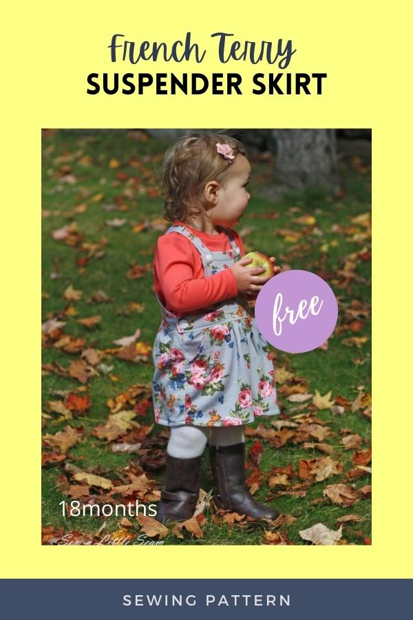 French Terry Suspender Skirt FREE sewing pattern (18-months)