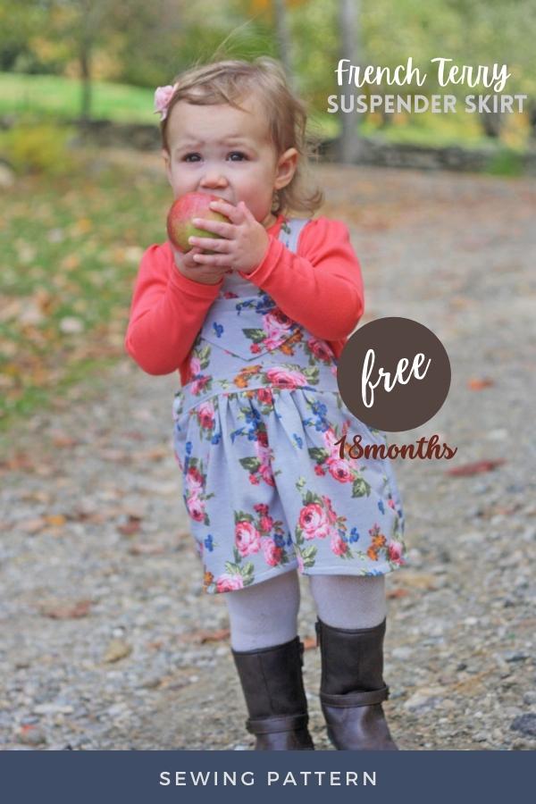 French Terry Suspender Skirt FREE sewing pattern (18-months)