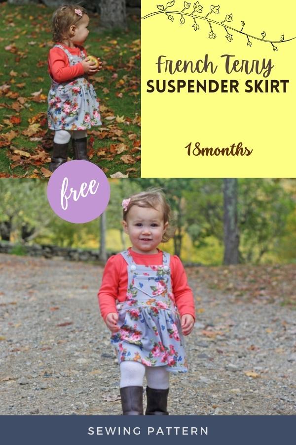 French Terry Suspender Skirt FREE sewing pattern (18-months)