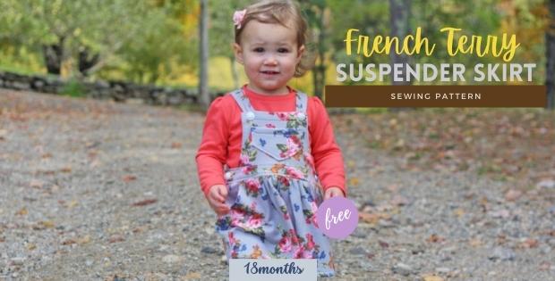 French Terry Suspender Skirt FREE sewing pattern (18-months)