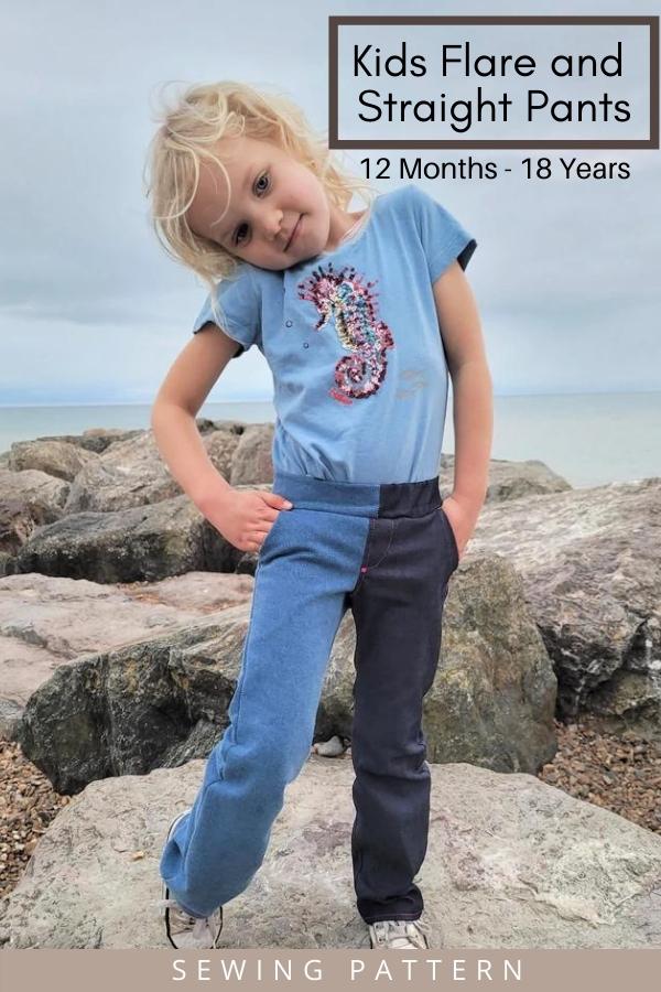 Kids Flare and Straight Pants sewing pattern (12mths-18yrs) - Sew