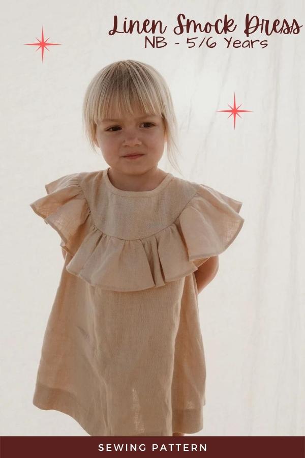 Linen Smock Dress sewing pattern (Newborn to 5/6yrs)