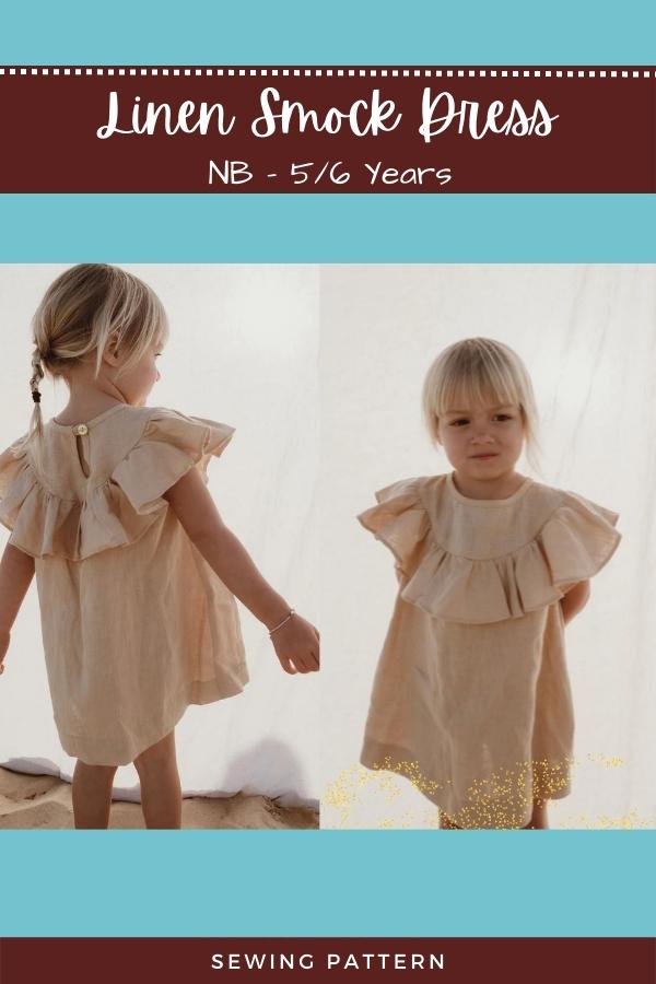 Linen Smock Dress sewing pattern (Newborn to 5/6yrs)