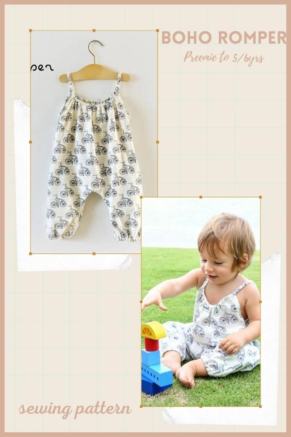 Boho Romper sewing pattern (Preemie to 5/6yrs)