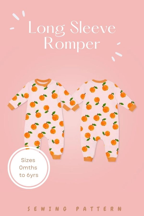 Long Sleeve Romper sewing pattern (Sizes 0mths to 6yrs)