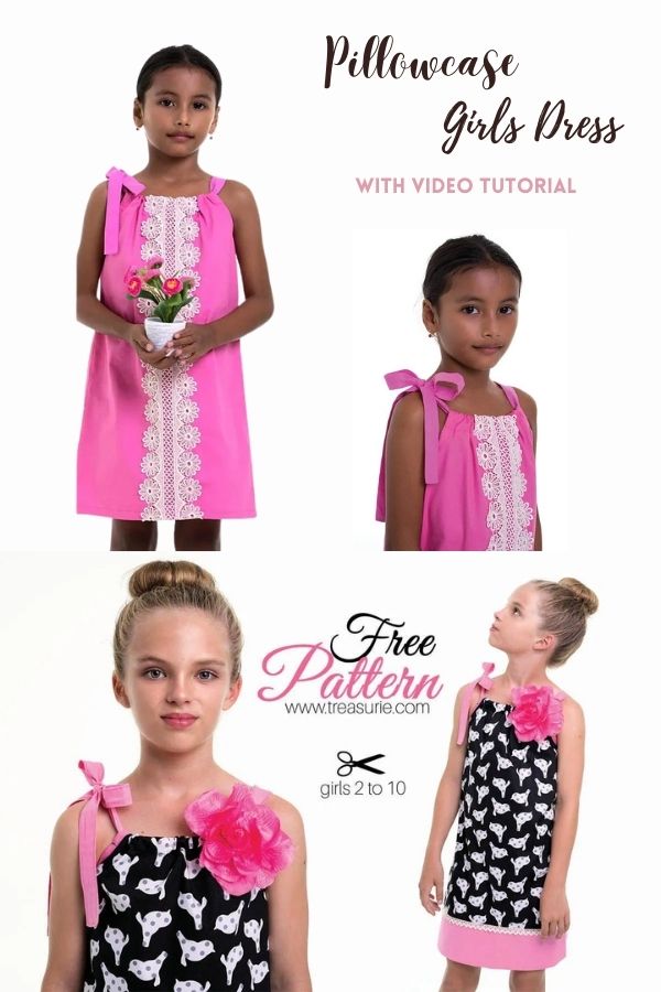 Pillowcase Girls Dress FREE sewing pattern (Sizes 2-10) with video tutorial