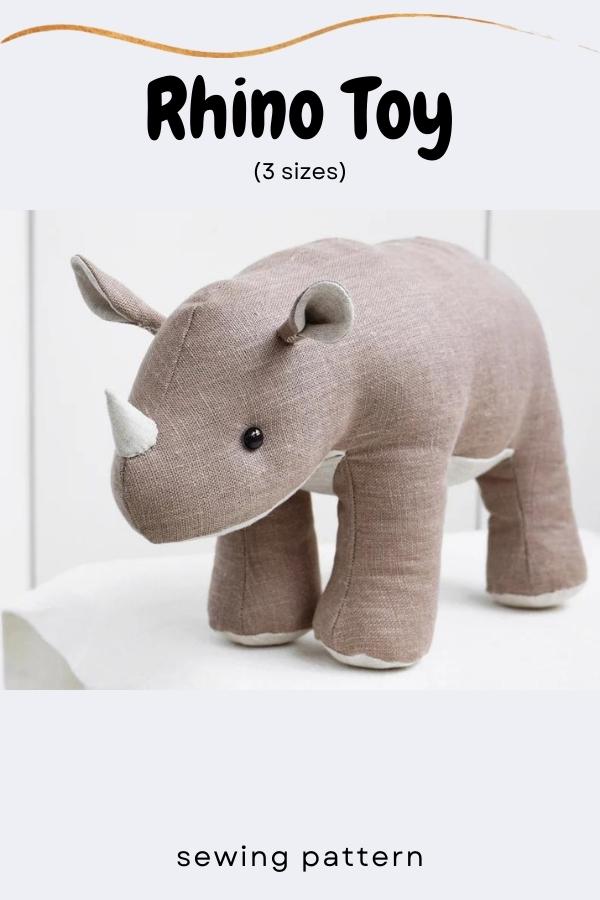 Rhino Toy sewing pattern (3 sizes)