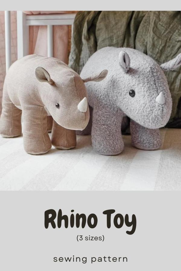 Rhino Toy sewing pattern (3 sizes)