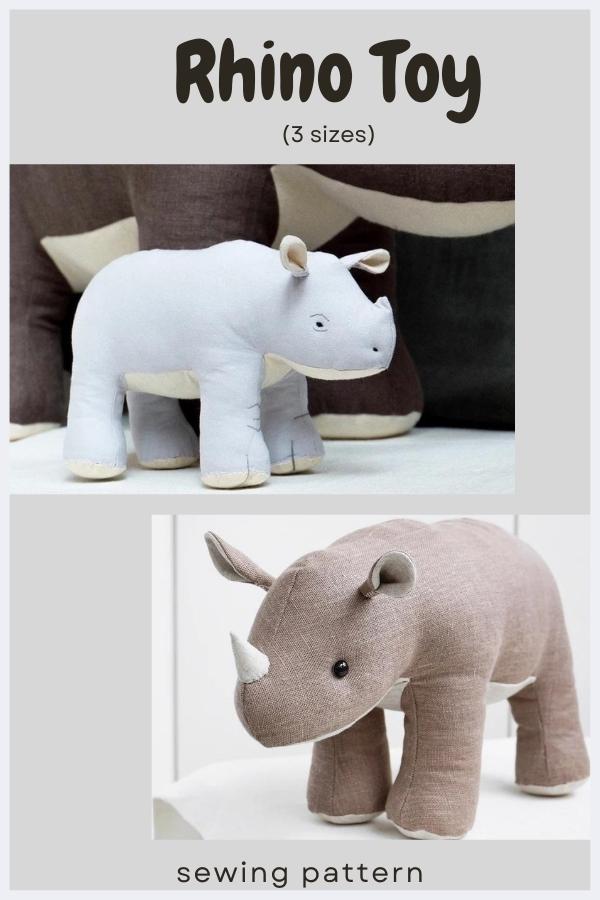 Rhino Toy sewing pattern (3 sizes)