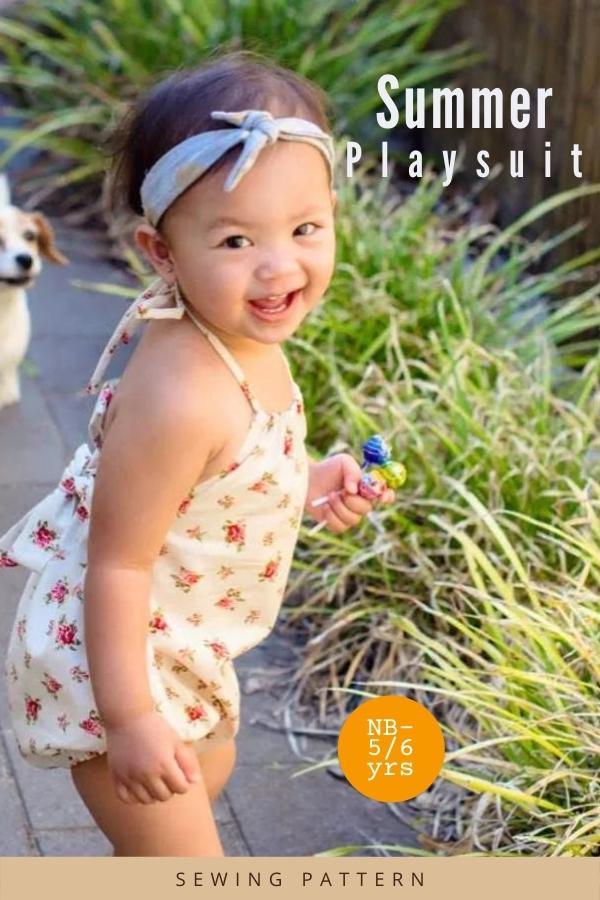 Summer Playsuit sewing pattern (Newborn to 5/6yrs)