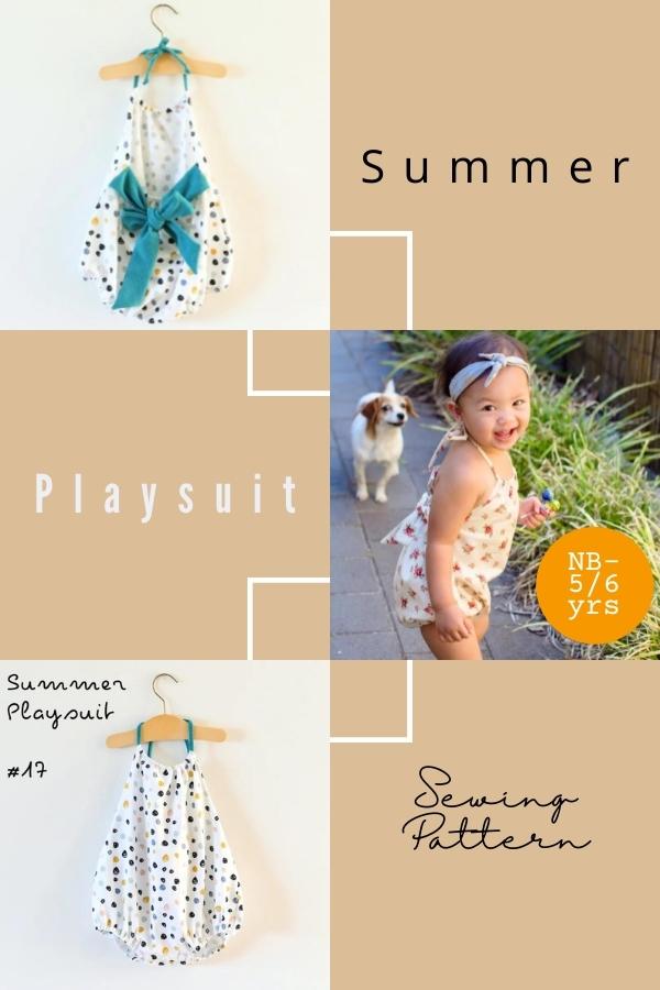 Summer Playsuit sewing pattern (Newborn to 5/6yrs)