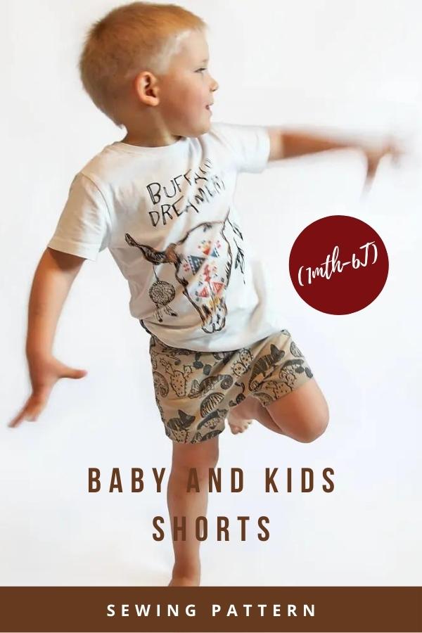 Baby and Kids Shorts sewing pattern (1mth-6T)