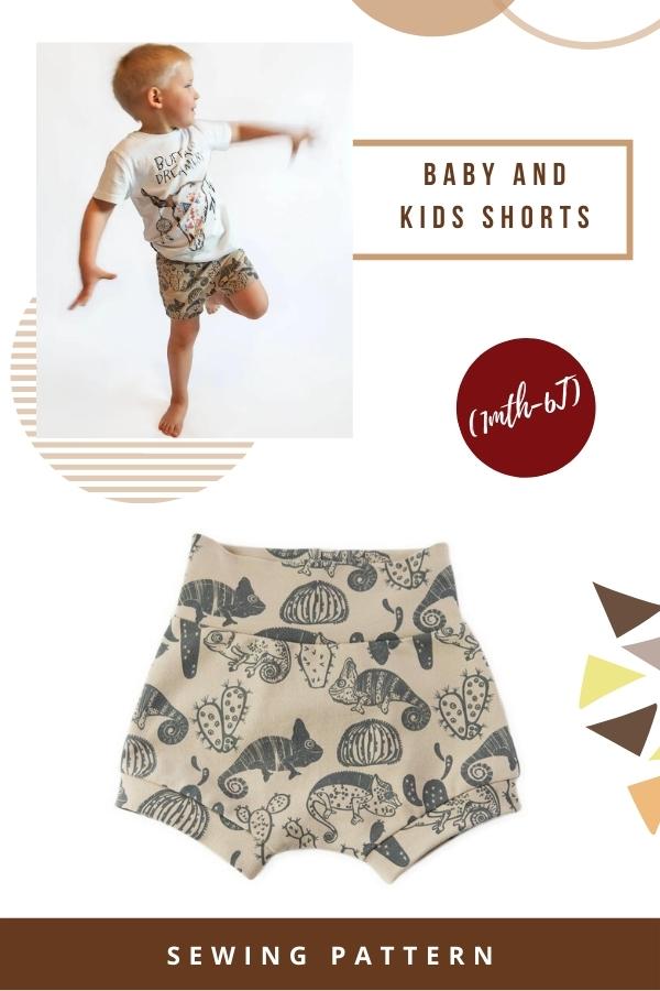 Baby and Kids Shorts sewing pattern (1mth-6T)