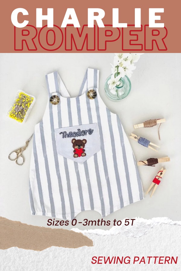 Charlie Romper sewing pattern (Sizes 0-3mths to 5T)