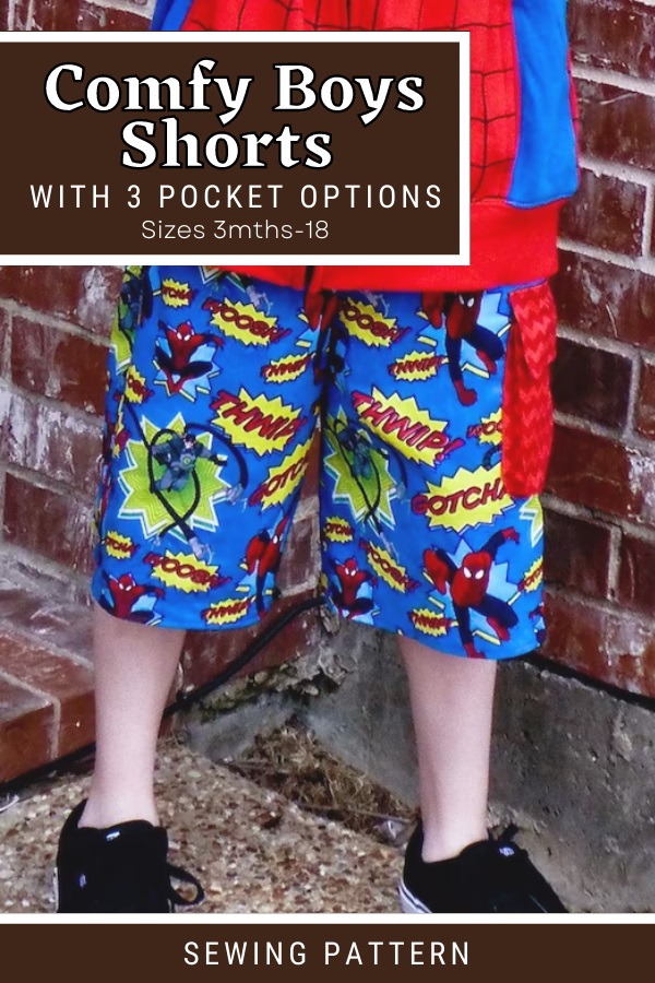 Comfy Boys Shorts with 3 Pocket Options sewing pattern (Sizes 3mths-18)