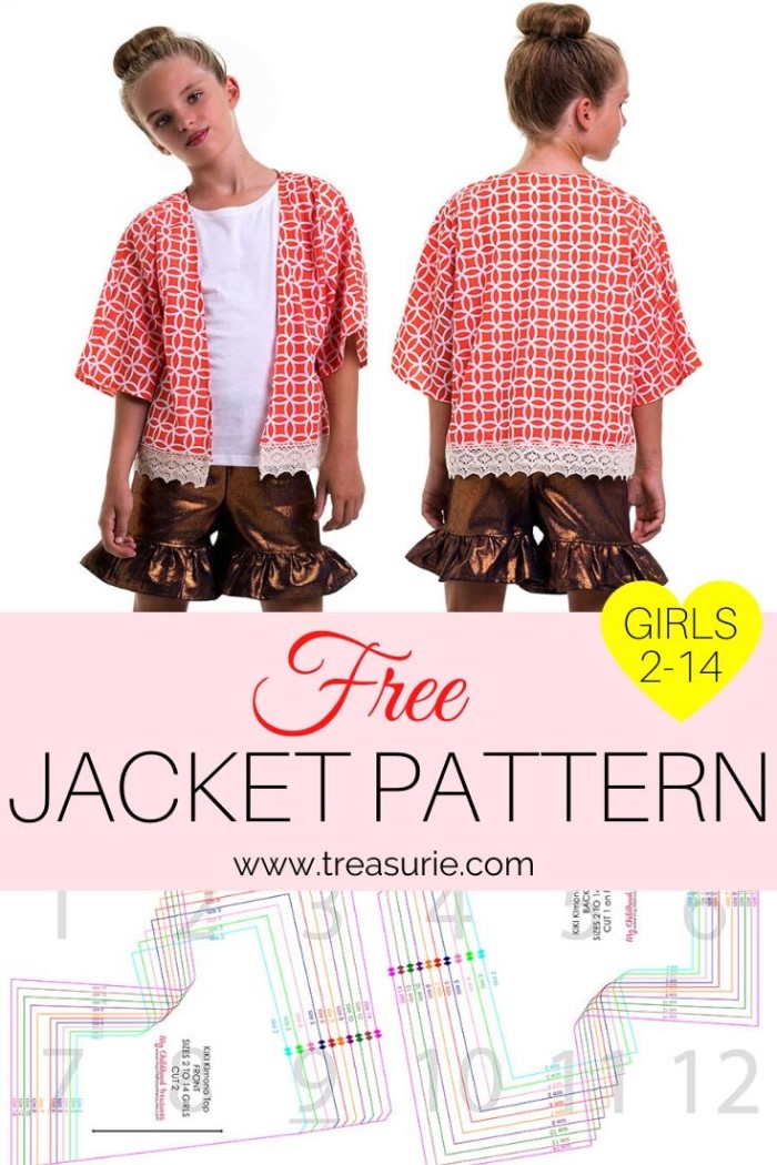 Kimono Jackets for Girls FREE sewing pattern (sizes 2 to 14)