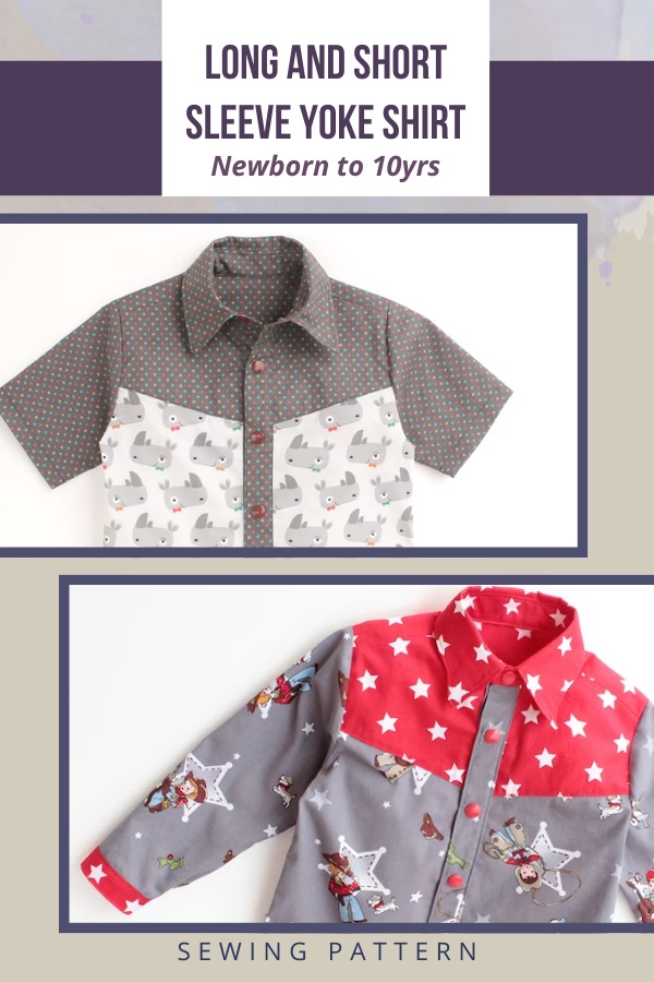 Long and Short Sleeve Yoke Shirt sewing pattern (newborn to 10yrs)