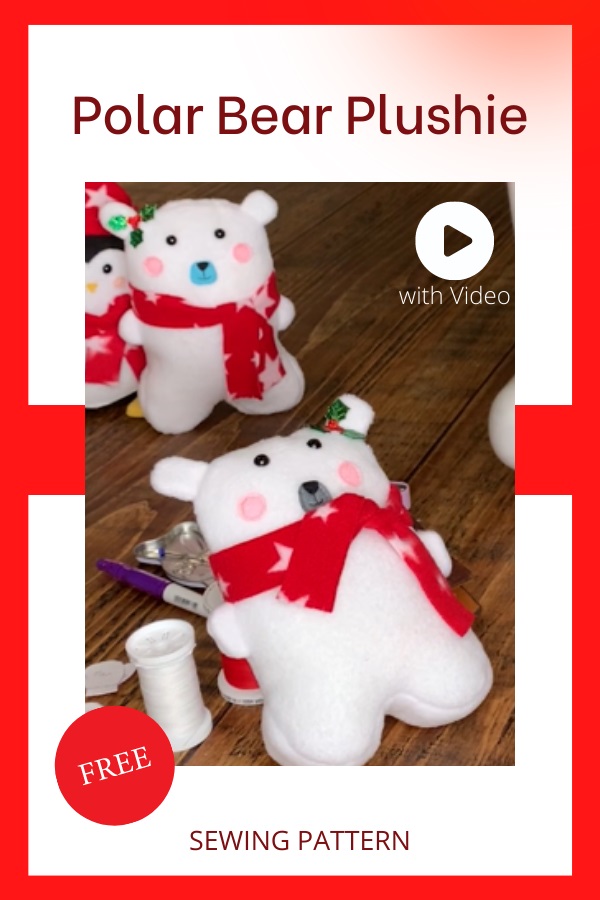 Polar Bear Plushie FREE sewing pattern (with video)