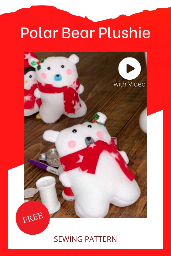 Polar Bear Plushie FREE sewing pattern (with video)