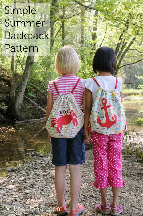 Simple Drawstring Backpack FREE sewing tutorial and pattern