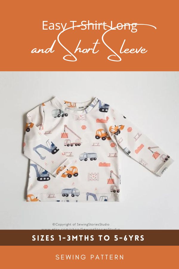 Easy T-Shirt Long and Short Sleeve sewing pattern (Sizes 1-3mths to 5-6yrs)