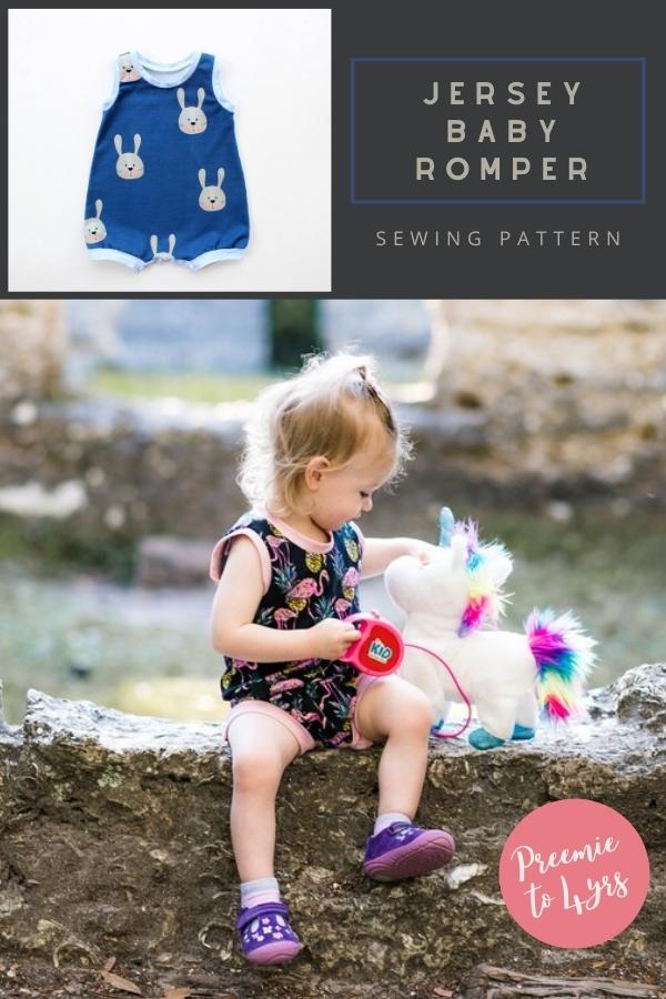 Jersey Baby Romper sewing pattern (Preemie to 4yrs)