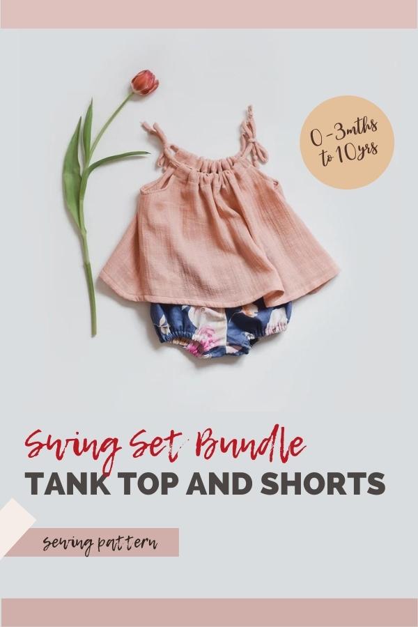 Swing Set Bundle Tank Top and Shorts sewing pattern (0-3mths to 10yrs)