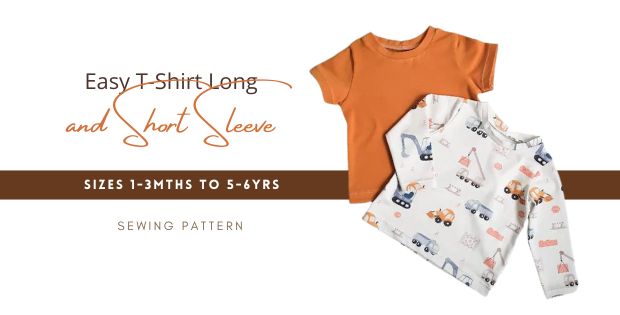 Easy T-Shirt Long and Short Sleeve sewing pattern (Sizes 1-3mths to 5-6yrs)