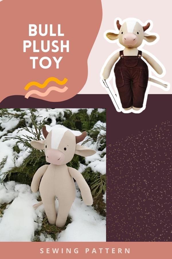 Bull Plush Toy sewing pattern