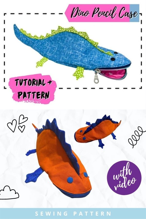 Dino Pencil Case sewing pattern (with video)
