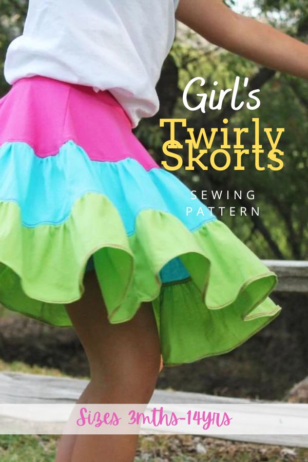 Girl's Twirly Skorts sewing pattern (Sizes 3mths-14yrs)