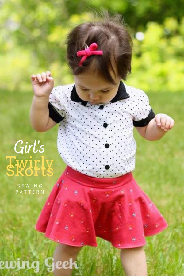 Girl's Twirly Skorts sewing pattern (Sizes 3mths-14yrs)