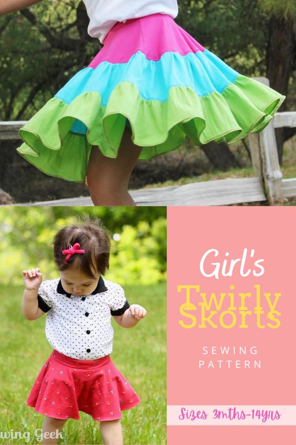 Girl's Twirly Skorts sewing pattern (Sizes 3mths-14yrs)