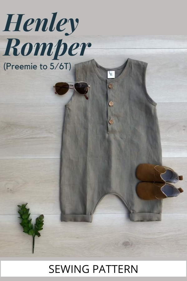 Henley Romper sewing pattern (Preemie to 5/6T)