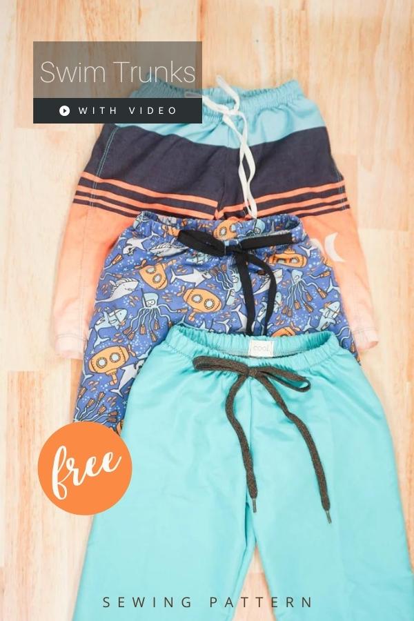 Swim Trunks FREE sewing pattern + video (3mths to 10yrs) - Sew