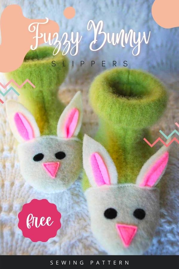 Fuzzy Bunny Slippers FREE sewing pattern