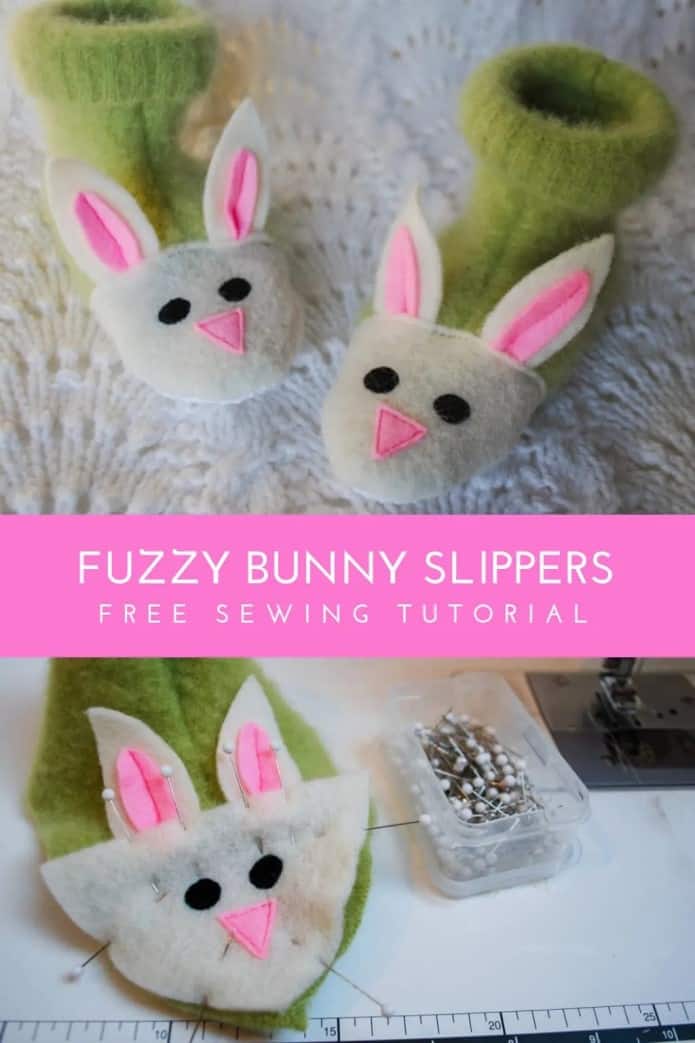 Fuzzy Bunny Slippers FREE sewing pattern