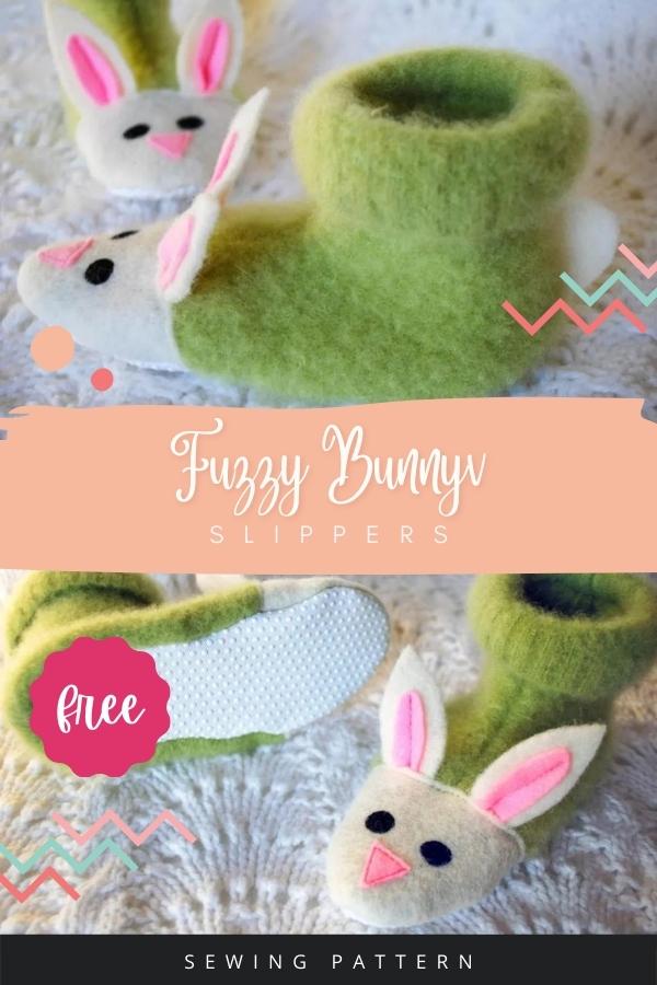 Fuzzy Bunny Slippers FREE sewing pattern