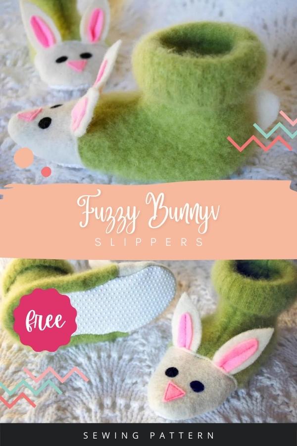 Fuzzy Bunny Slippers FREE sewing pattern Sew Modern Kids