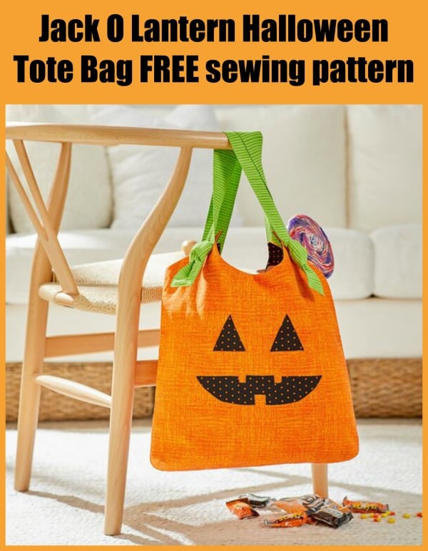 Jack O Lantern Halloween Tote Bag FREE sewing pattern