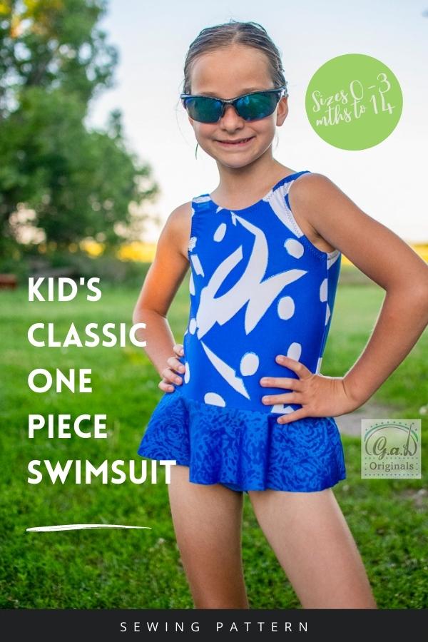 Kid's Classic One Piece Swimsuit sewing pattern (Sizes 0-3mths to 14)