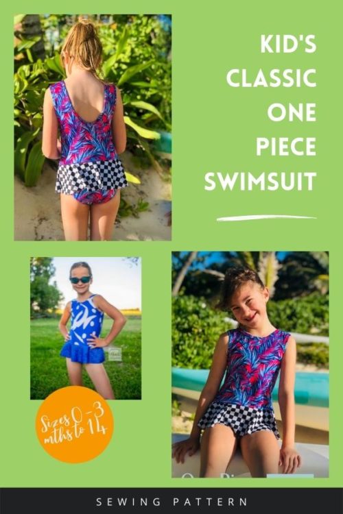 Kid's Classic One Piece Swimsuit sewing pattern (Sizes 0-3mths to 14 ...