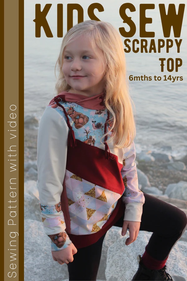 Kids Sew Scrappy Top sewing pattern with video (6mths to 14yrs)