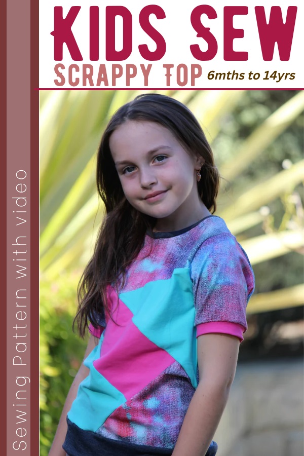 Kids Sew Scrappy Top sewing pattern with video (6mths to 14yrs)