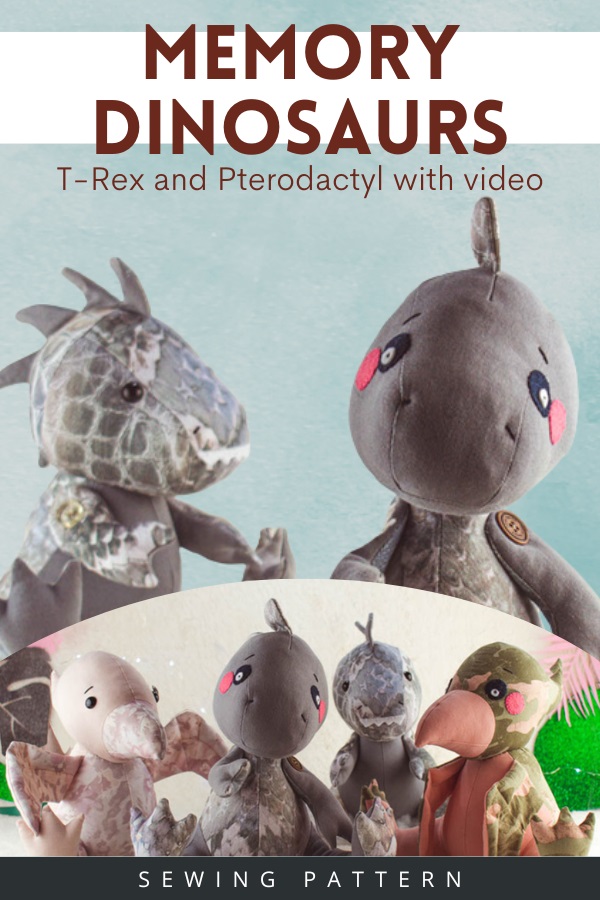 Memory Dinosaurs sewing pattern (T-Rex and Pterodactyl with video)