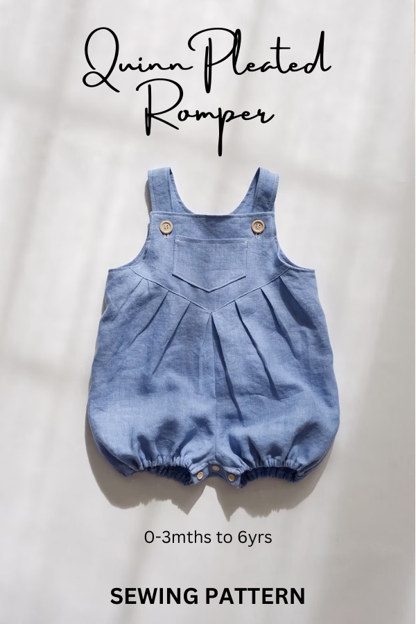 Quinn Pleated Romper sewing pattern (0-3mths to 6yrs)