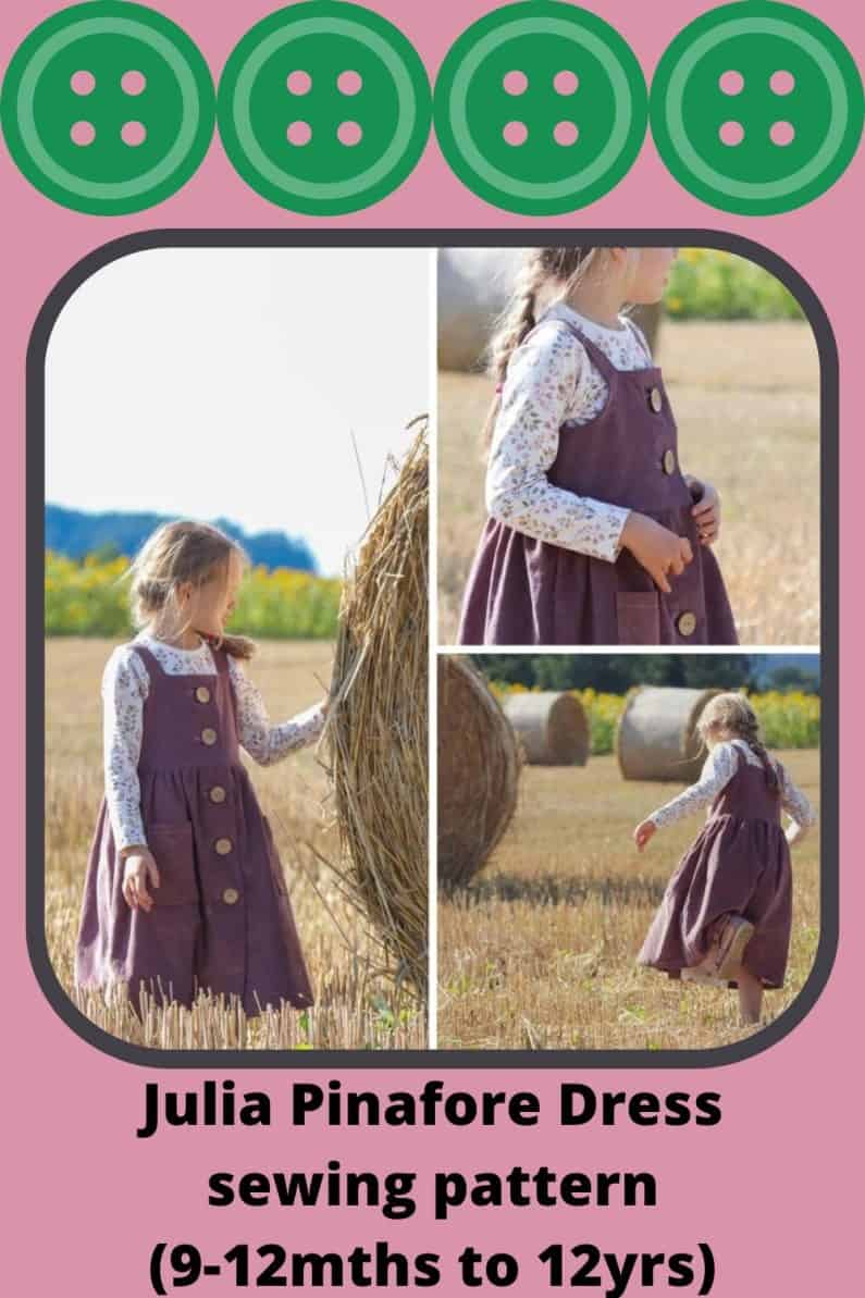 Julia Pinafore Dress sewing pattern (9-12mths to 12yrs)