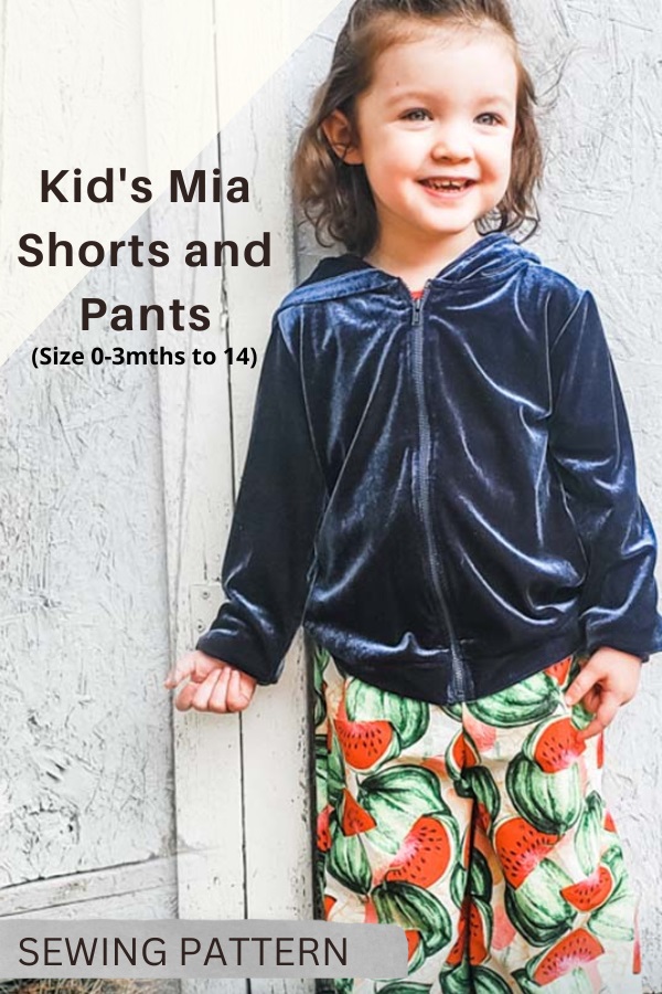 Kid's Mia Shorts and Pants sewing pattern (Size 0-3mths to 14)