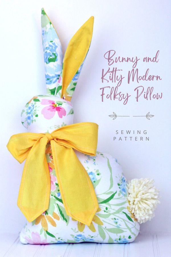 Bunny and Kitty Modern Folksy Pillow sewing pattern