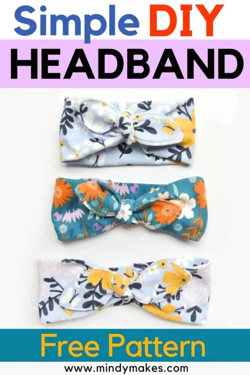 DIY Headband with a Knotted Bow FREE sewing pattern (Baby to adult sizes)